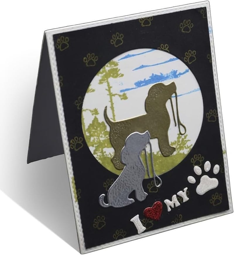 Lapoo 3D Backgrounds Metal Cutting Die for Scrapbooking, New Cutting Dies DIY Album Card Making Decor Paper Craft Metal Die Cuts Party Wedding Decorations (Two Puppies 3.5 x 2.4 in) - Image 3